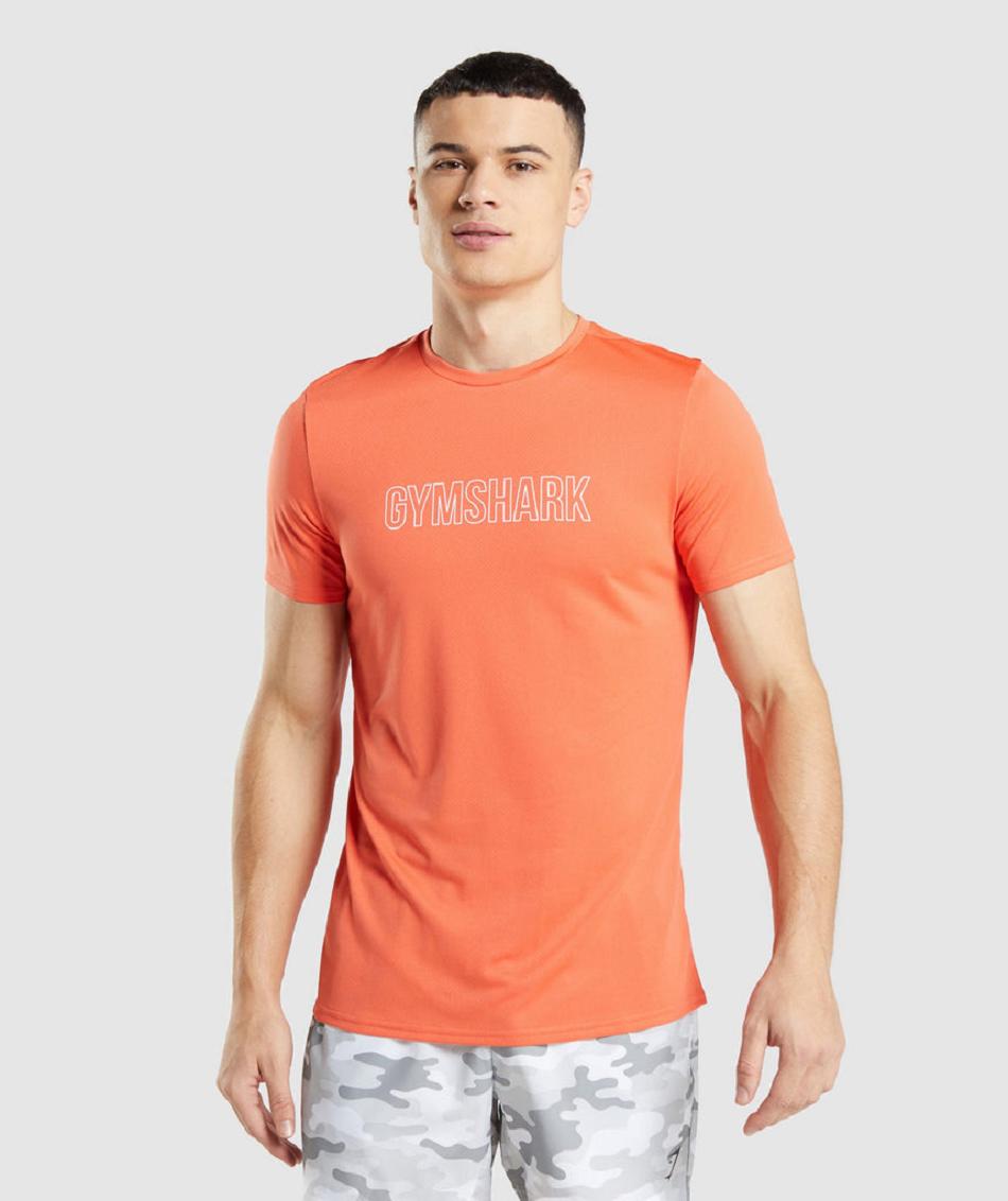 T Shirts Gymshark Arrival Estampadas Hombre Naranjas | CO 3345VRW